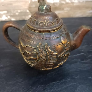4.0&quot; Marked Old Chinese Bronze Tea Pot