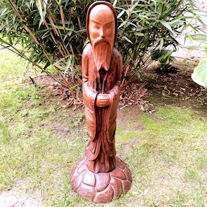 16,33 inch Large Antique Chinese Wood Carved Ming Dynasty ,Men Statue, Chinese Deitie Statue, Chinese Art Statue,