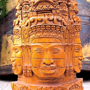 12,20 inch Hand-Carved Cambodian Solid Wood Wall Sculpture – Angkor Wat Bas Relief