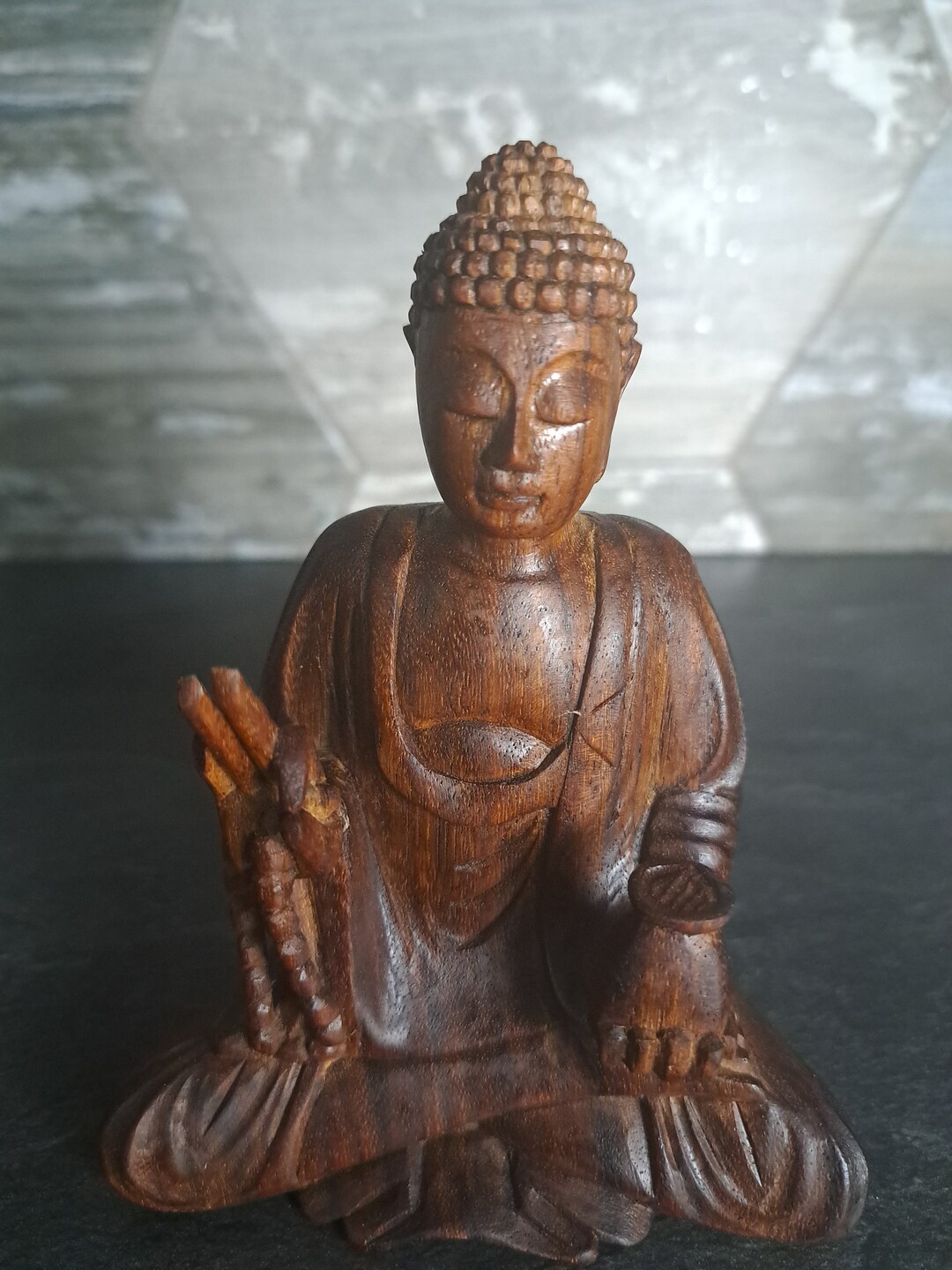 492 Inch Wooden Buddha Sculpture Antique Etsy