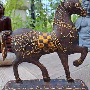 Figurine vintage de cheval en métal : 20,26 cm Art déco hindoue