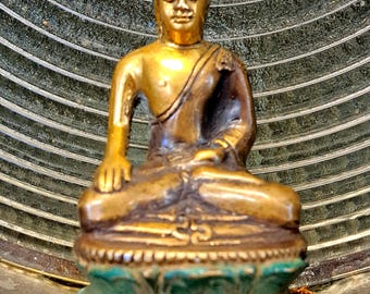 Estatua de Buda meditando de latón - Ídolo de Buda de 4,1 pulgadas