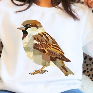 Patchwork Bird PNG, Retro Sublimation Design, T-Shirt Graphic (Instant Download)