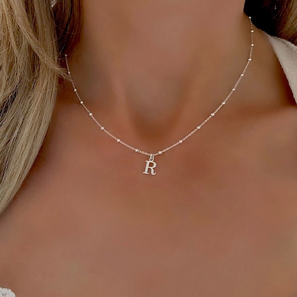 Collier initial délicat pour elle, collier pendentif monogramme pour cadeau d'anniversaire, collier lettre personnalisé, COLLIER INITIAL-SN30