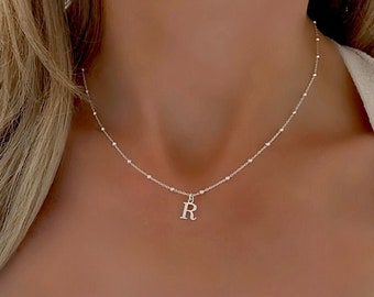 dainty initial necklace for her, monogram pendant necklace for birthday gift, custom letter necklace, INITIAL NECKLACE-SN30