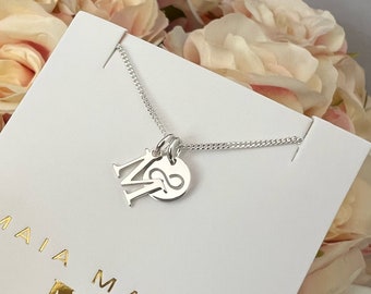 custom initial necklace for her, infinity charm, sterling silver ball chain, birthday gift, necklace for women, SNM300