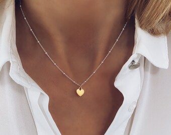 Dainty Sterling Silver Heart Necklace: Handmade Minimalist Jewellery, Anya SN1