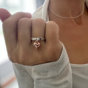 heart charm ring, birthday gift, handmade gifts, silver band ring, heart ring, minimalist jewellery, charm ring, BRIDGET ring-SRM04