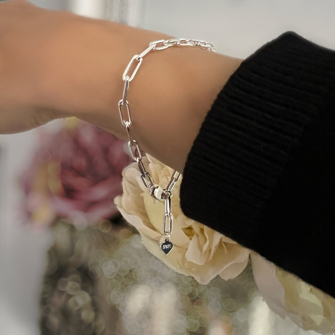 Splender Grey Quartz Sterling Link Bracelet