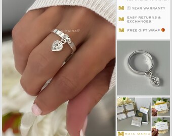 Pandora heart shop shaped padlock ring