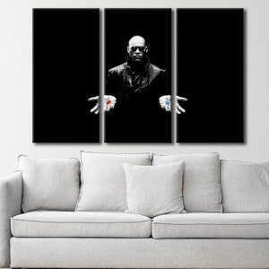 Matrix Morpheus Pills Wall Art, Matrix Morpheus Canvas Art, Blue&Red Pill Home Decor, Matrix Wall Art Gift, Movie Ready to Hang Canvas
