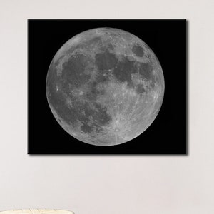 Moon Wall Art, B&W Moon Canvas Art, Moon Home Decor, Moon Gift Art, Moon Wall Art Gift, Moon Wall Decor, Moon Modern Wall Art