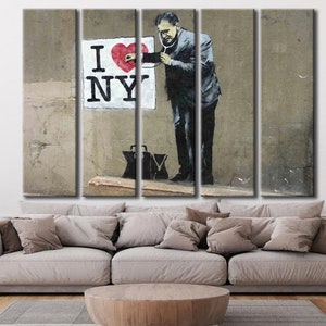 Banksy Love NY Wall Art, Love NY Canvas Art, Banksy Home Decor, Artwork Wall Decor, Banksy Gift Art, Banksy Wall Art Gift, Banksy Love NY