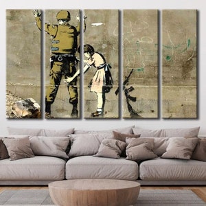 Banksy Girl Searching Soldier Wall Art, Banksy Canvas Art, Banksy Home Decor, Banksy Ready to Hang Canvas Art, Banksy Canvas Print Art