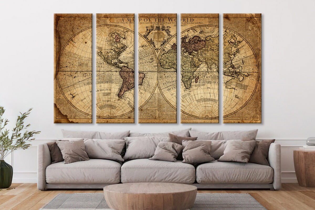 Buy Vintage Old World Map Wall Art Old World Map Canvas Art Old Online