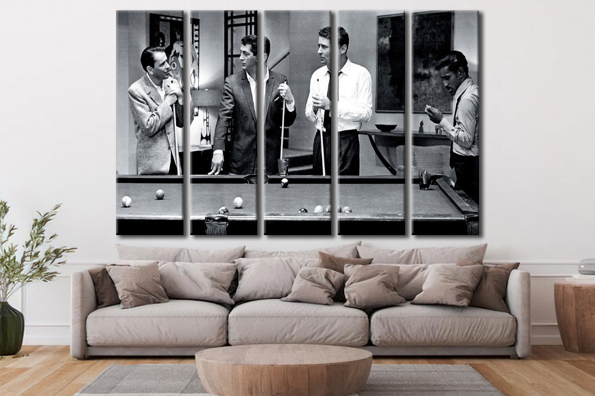 The Rat Pack Playing Pool Wall Art, the Rat Pack Canvas Art, Playing