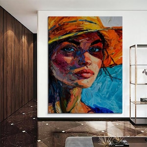 Oil Painting Woman Canvas Print, Modern Woman Wall Art, Woman Portrait Canvas Art, Modern Woman Wall Decor, Ready to Hang Home Decor, Gift