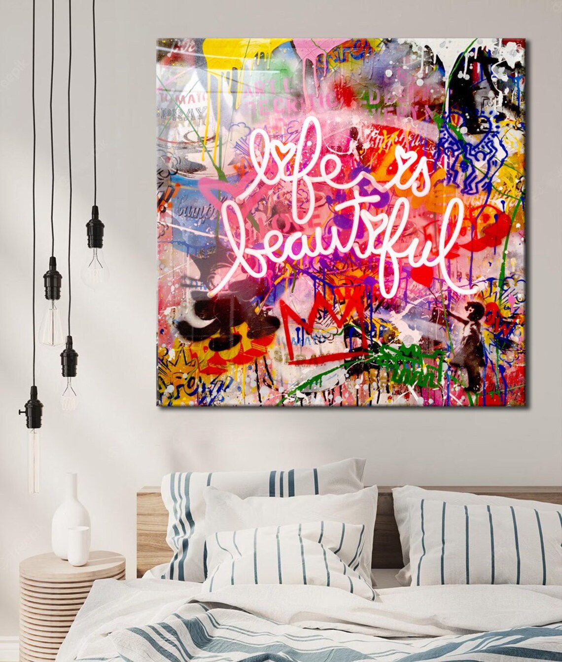 Banksy Life is Beautiful Wall Art, Banksy Life is Beautiful Canvas Art
