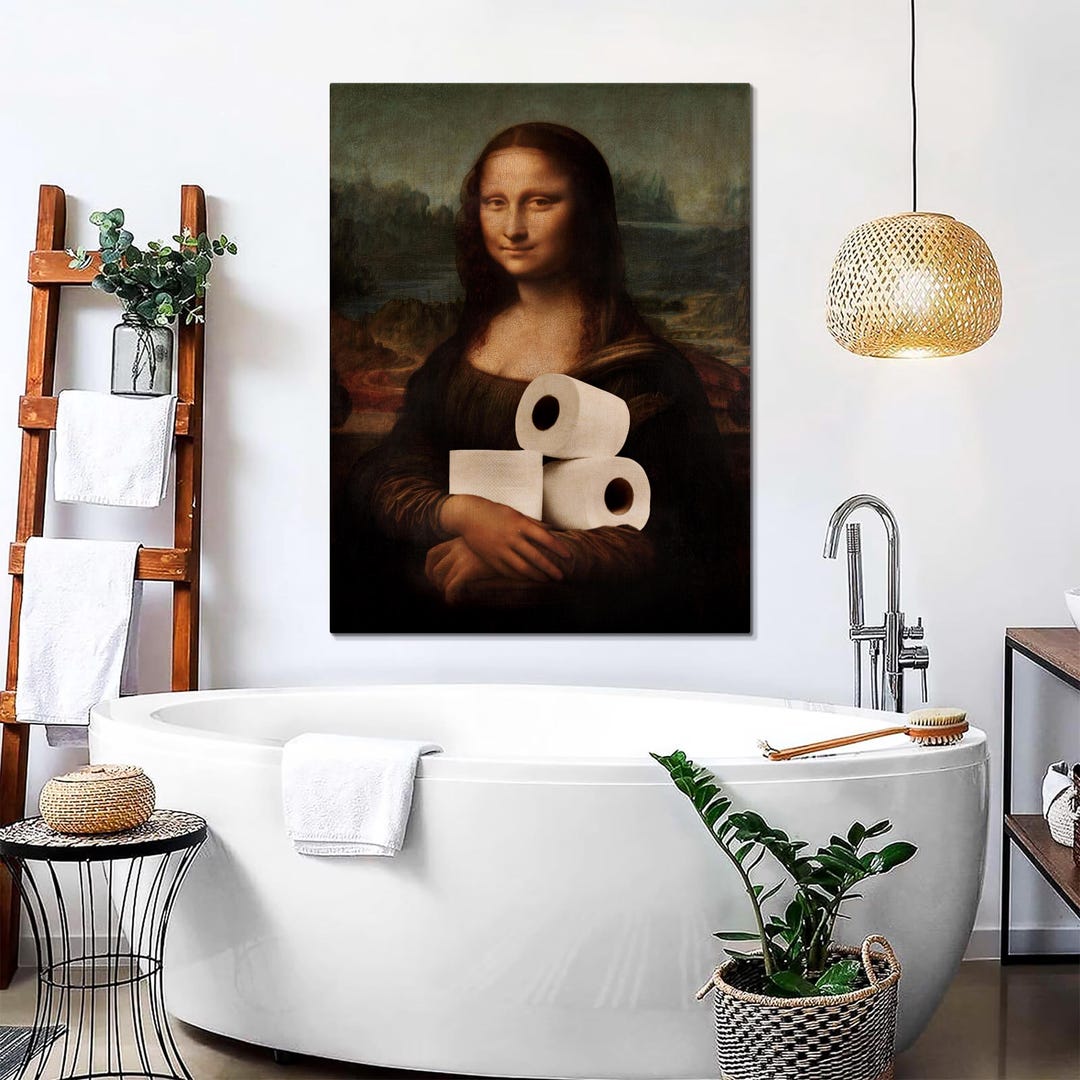 Mona Lisa Funny Bathroom Canvas Print, Toilet Humor Wall Art - Etsy