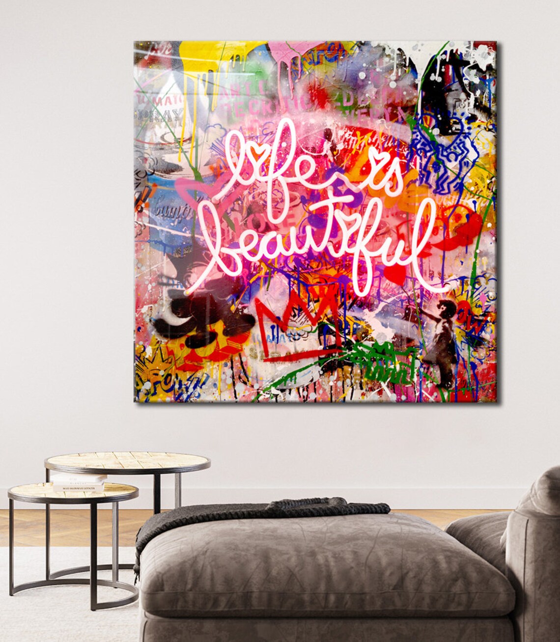 Banksy Life is Beautiful Wall Art, Banksy Life is Beautiful Canvas Art