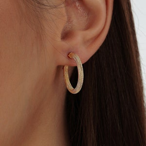 14k Real Gold Hoop Earrings - Timeless and Refined Simple Hoop Earrings - Gift for Women