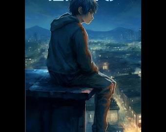 Anime Boy Alone Night Scenery 4K Phone iPhone Wallpaper #814a