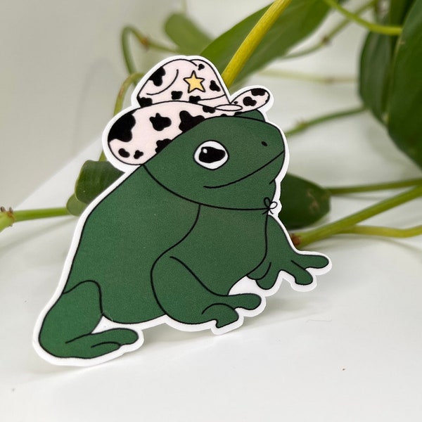 Cowboy Frog Sticker | Frog with Cowboy Hat | Yeehaw Frog |Sheriff Ribbit