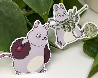Boh Mouse Stickers | Spirited Away Anime | Mouse knitting | Mouse with Cookies