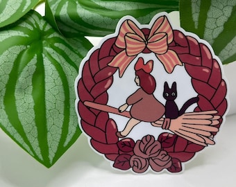 Kiki's Delivery Service Wreath Sticker | Kiki's Delivery Service Anime | Anime Sticker