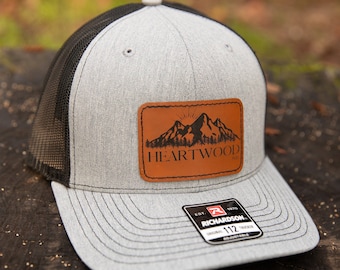 Mountain Leather Patch Trucker Hat, Richardson 112 Cap