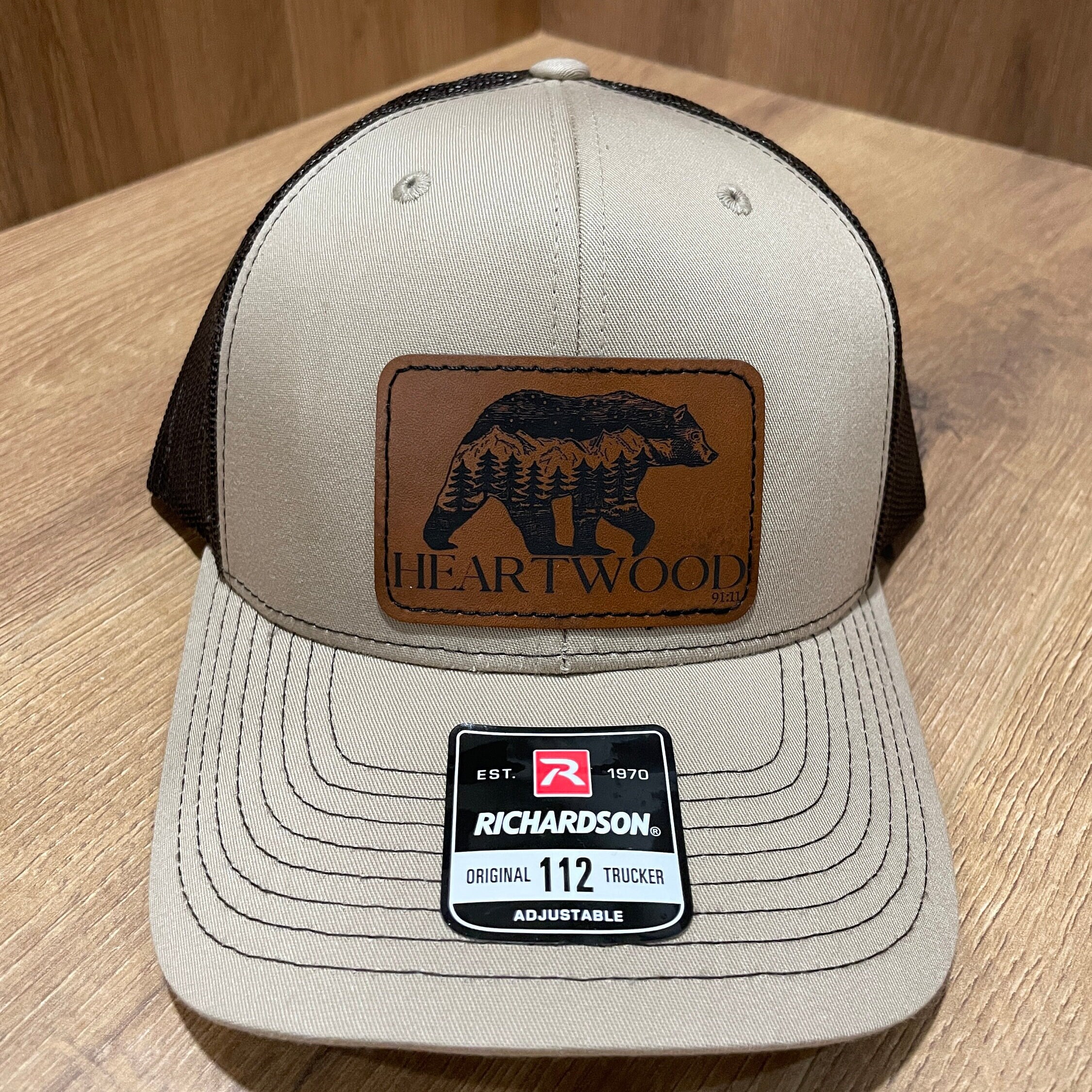 Custom Bear Leather Patch Richardson 112 Trucker Cap - Etsy display picture 3