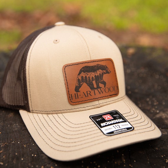 Custom Bear Leather Patch Richardson 112 Trucker Cap - Etsy display picture 2