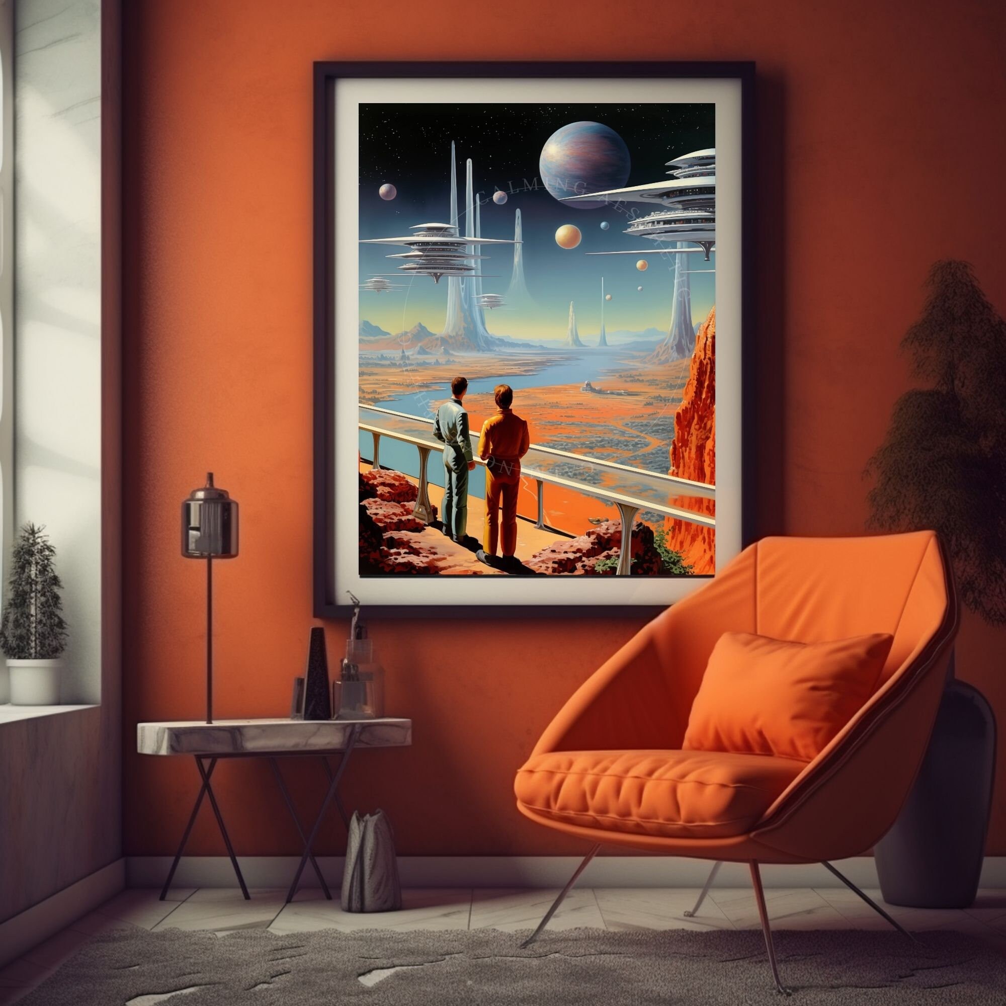 Digital Download Retro Space Terrace Wall Art Print, Multidimensional ...