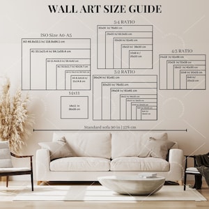 Horizontal Size Guide Set, Wall Art Size Guide, Frame Size, Print Size, Poster Size Chart, Frame Aspect Ratio 3x2, 4x3, 5x4, 14x11, A0 - A5