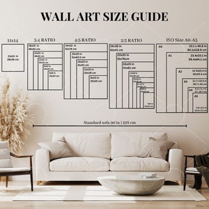 Wall Art-maattabel Set van 2, lijstmaattabel, afdrukformaatgids, postermaattabel, beeldverhouding: 2 x 3, 3 x 4, 4 x 5, 11 x 14 en A0 tot A5