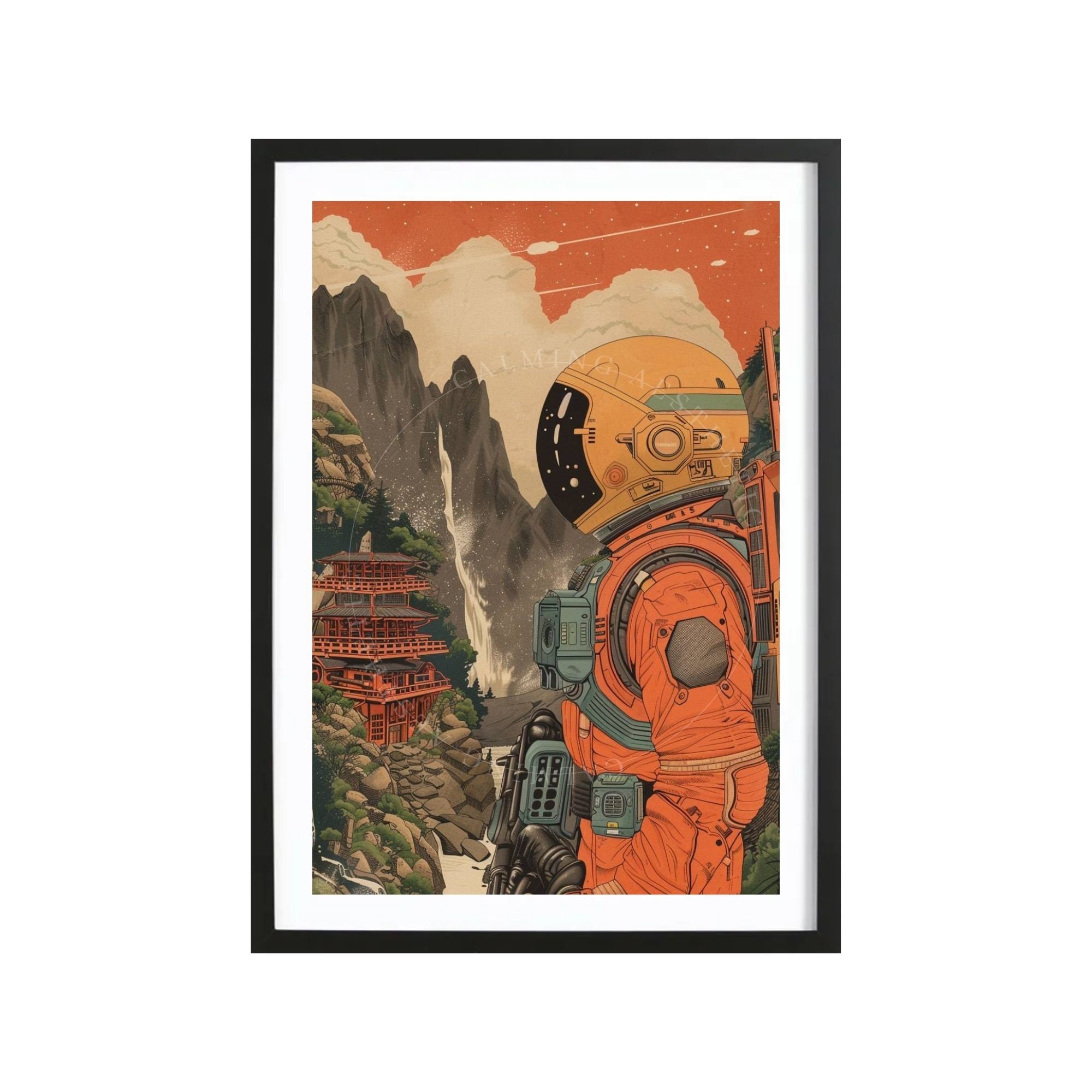 Digital Download Retro Futuristic Space Astronaut Sci-fi Ukiyo-e