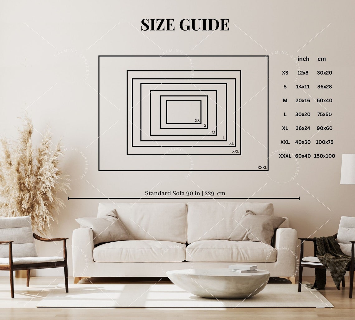 Horizontal Size Guide, Wall Art Size Guide, Landscape Canvas Size