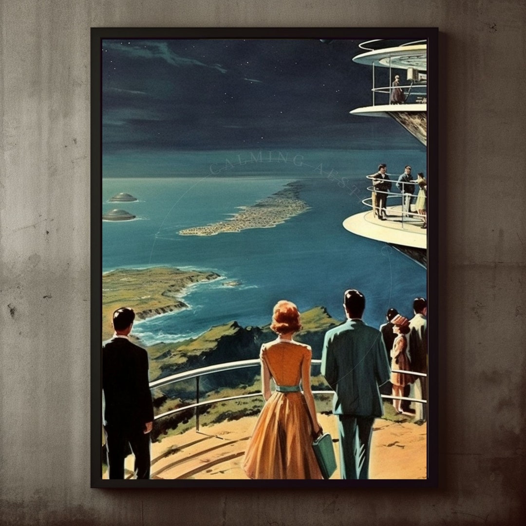 Poster Retro Futuristic Space Balcony Wall Art Print, Retro Futurism ...