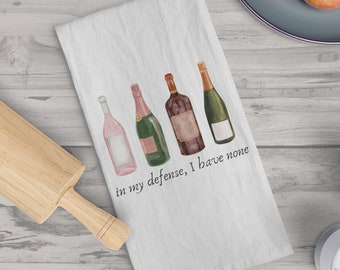 In My Defense Wine Towel swift kitchen towel champagne gift taylor wine tea towel champagne problems swift alcohol lyrics bar cart decor era