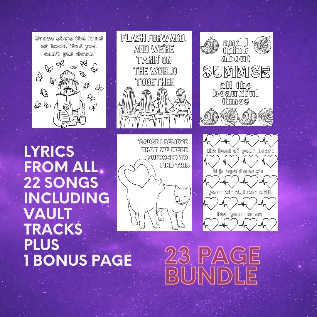 23 Page Taylor Coloring Activity Enchanted Speak Now Swift Party Theme
