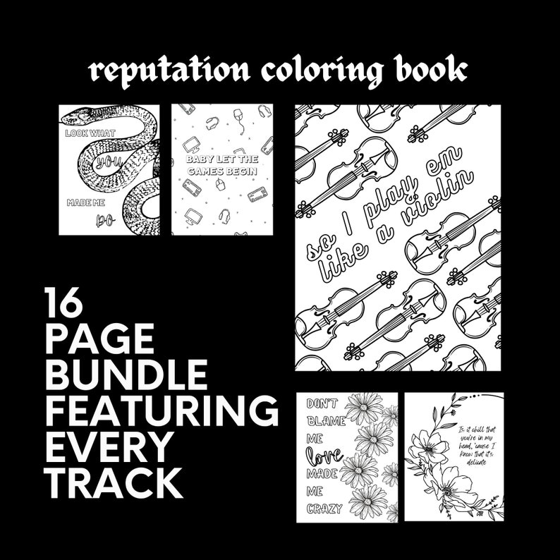 T Swift REPUTATION Coloring Pages Instant Download Coloring - Etsy