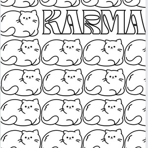 3 Page Cat Lady Coloring Page Digital Download Karma is A Cat Coloring ...