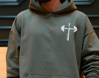 Christian Gym Hoodie, Lift Heavy Pray Hard Faith Top, Jesus Workout Gift For Men, Religious Fitness Hoodie For Him, faith gym wear