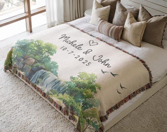 Personalized Wedding Blanket With Names And Date, Custom Couple Throw Gift, Engagement Or Anniversary Keepsake, Bridal Shower Present