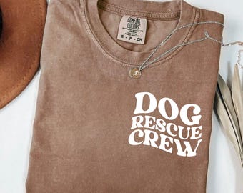 Comfort Colors® Dog Rescue Crew Shirt, Retro Pet Adoption Tee, Volunteer Gift For Dog Lovers, Animal Shelter Outfit, Dog Rescue T-Shirt