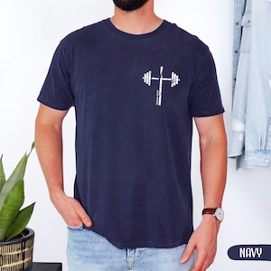 Comfort Colors® Christian Gym Cross, Lift Heavy Pray Hard Shirt, Faith Based Workout Top, Jesus And Fitness Apparel, Religious Gift For Men image 4