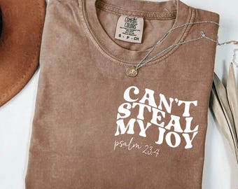 Comfort Colors® Can’t Steal My Joy Shirt, Psalm 23:4 Christian Graphic Tee, Faith Based Bible Verse T-Shirt, Religious Gift Church Friend