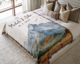 Personalized Wedding Blanket With Names And Date, Custom Couple Throw Gift, Engagement Or Anniversary Keepsake, Bridal Shower Present