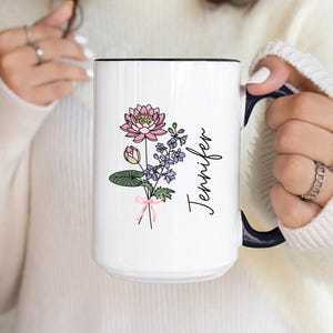 Personalized Birth Flower Mug, Birth Flower Mug Personalized, Month Floral Cup, Custom Name Gift, Wildflower Bouquet Mug, Floral Coffee Mug