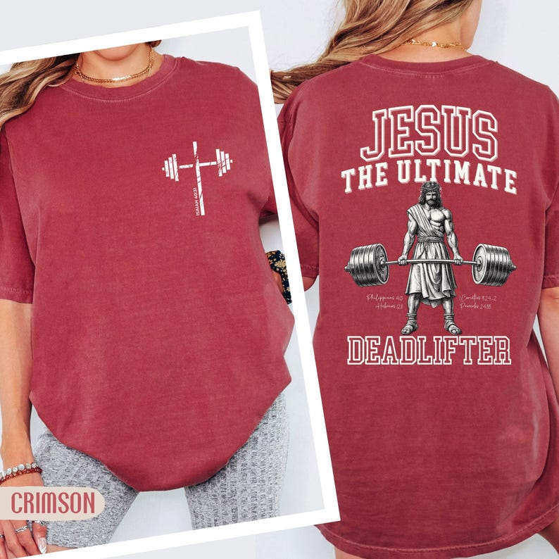 Comfort Colors® Christian Gym Shirt, Jesus Weightlifting Tee, Lift Heavy Pray Hard Shirt, Faith Workout Gift For Men, Religious Apparel image 7